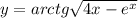 y = arctg \sqrt{4x - {e}^{x} }