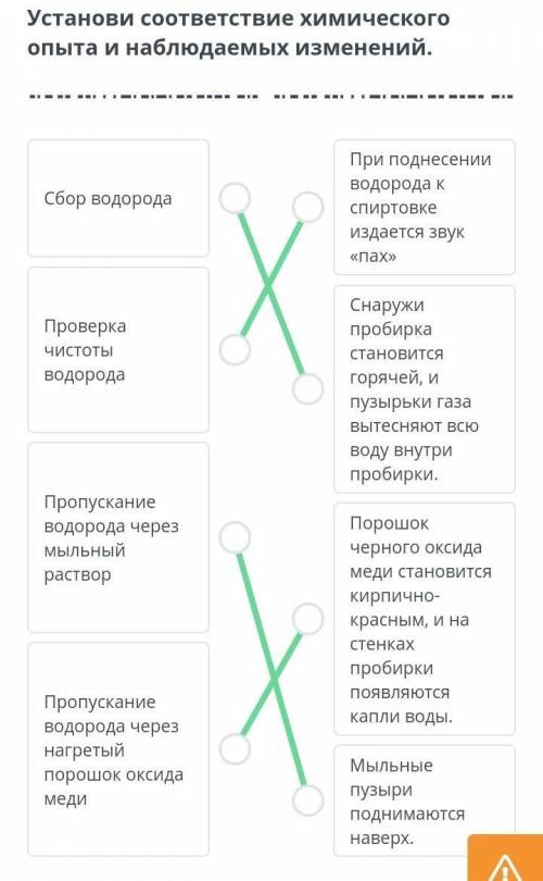 Химия 8 класс Установи соответствие химическогоопыта и наблюдаемых изменений.Сбор водородаПри поднес