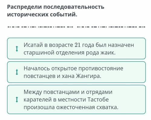 Распредели последовательность исторических событий. 1 Осада и сожжение Акмолинского укрепления.ТИзбр