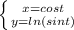 \left \{ {{x=cos t} \atop {y=ln(sin t)}} \right.