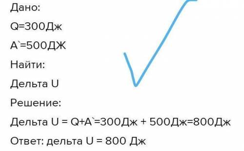 Какое количество теплоты получил газ, если внешние силы совершили работу 350 Дж и в результате внутр