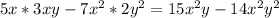 5x*3xy-7x^{2} *2y^{2} =15x^{2} y-14x^{2} y^{2}