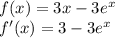 f(x)=3x-3e^x\\f'(x)=3-3e^x