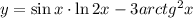 y=\sin x\cdot \ln 2x - 3arctg^2x