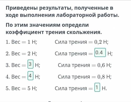 Приведены результаты, полученные в ходе выполнения лабораторной работы. По этим значениям определи к