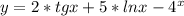 y = 2 * tgx + 5 * lnx - 4^{x}