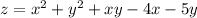 z = x^{2} +y^{2} + xy - 4x - 5y