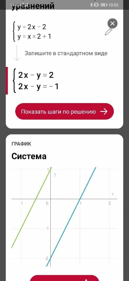 Графически решите систему уравнений y=2x-2 y=x2+1 Для каждого значения параметра a найдите число реш