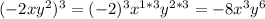 (-2xy^2)^3=(-2)^3x^{1*3}y^{2*3}=-8x^3y^6