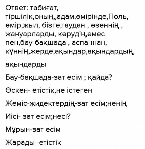 АЙТЫЛЫМ 2-тапсырма. Төмендегі сөздерді қолданып, суреттегі табиғаттыңсұлулығы туралы әңгімеле.• таби