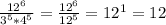 \frac{12^6}{3^5*4^5} = \frac{12^6}{12^5} = 12^1=12\\