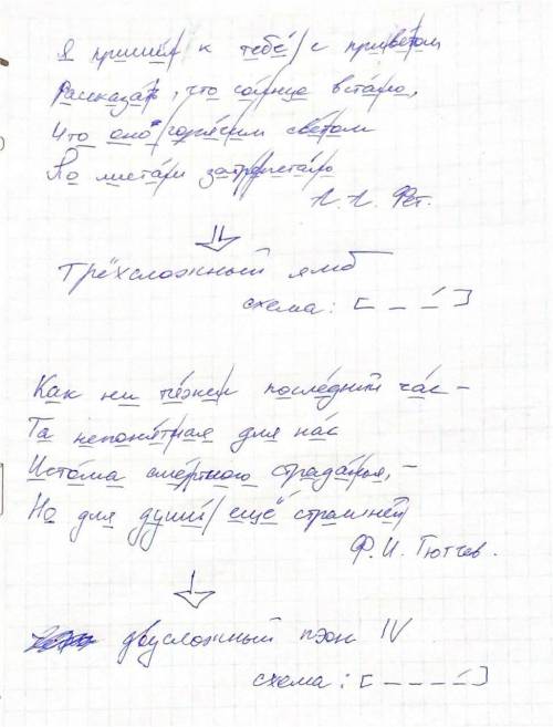 Задание 3 Определите стихотворный размер, полностью расписав ударные и безударные слоги во всем четв