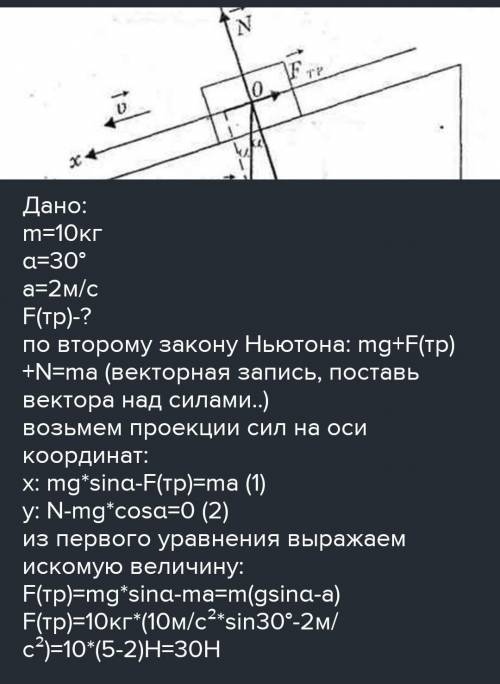 тело массой m = 1 кг размещено на наклонной плоскости под углом 30 градусов.Определить силу давления