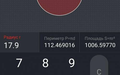 Радиус круга равен 17,9 см. Значение числа π≈3,14. Определи площадь этого круга (с точностью до деся