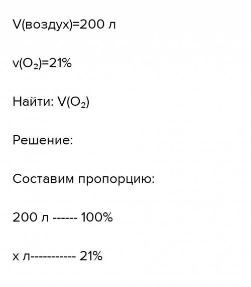 Это рассчитайте объём кислорода, полученного из 200 л воздуха, если известно , что объёмная доля кис