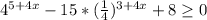 4^{5+4x} -15*(\frac{1}{4} )^{3+4x} +8\geq 0