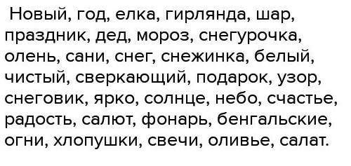 НАПИШИТЕ КАК МОЖНО БОЛЬШЕ НОВОГОДНИХ СЛОВ ИЗ 11 БУКВ! ​