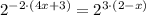 2^{-2\cdot (4x+3)}=2^{3\cdot (2-x)}