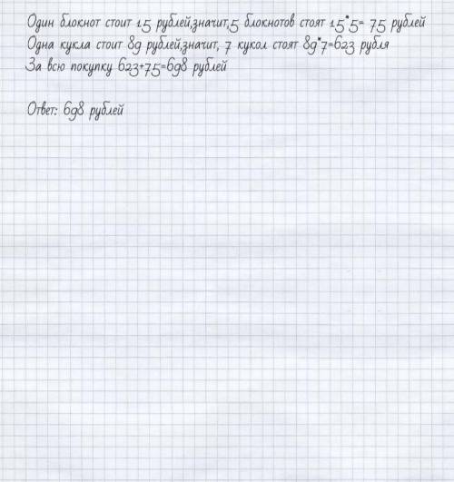 Рассмотри рисунок и ответь на вопрос сколько рублей надо заплатить за покупку состоящую из пяти блок