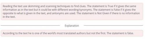 Choose whether the statement is true or false, or the information is not given. -Jules Verne was the