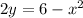 2y=6-x^{2}