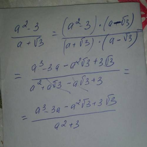 Освободите дробь от знака корня в знаменателеa^2-3/a+√3​