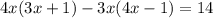 4x(3x+1)-3x(4x-1)=14