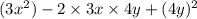 (3x {}^{2} ) - 2 \times 3x \times 4y + (4y) {}^{2}