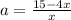 a = \frac{15 - 4x}{x}