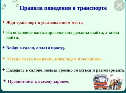 Задание :составить инструкцию о правилах поведения пассажиров в общественном транспорте. В работе ис