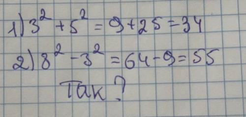 1)3²+5²2)8²-3²Тема Степень числа​