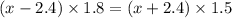 (x - 2.4) \times 1.8 = (x + 2.4) \times 1.5