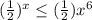 (\frac{1}{2})^{x}\leq (\frac{1}{2})x^{6}