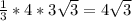 \frac{1}{3}*4*3\sqrt{3} =4\sqrt{3}