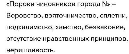 1. Составьте кластер на тему «Пороки чиновников города N». 2. Используя кластер, письменно дайте отв