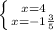 \left \{ {{x=4} \atop {x=-1\frac{3}{5} }} \right.