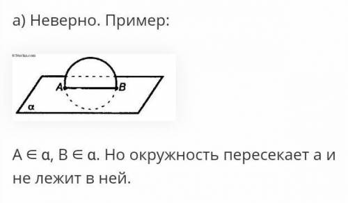 Если две точки окружности лежат в одной плоскости, то и вся окружность лежит в этой плоскости?​