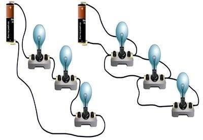 Последовательное и параллельное соединения проводниковНиже приведены два вида соединений.Определи ви