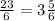 \frac{23}{6} = 3 \frac{5}{6}