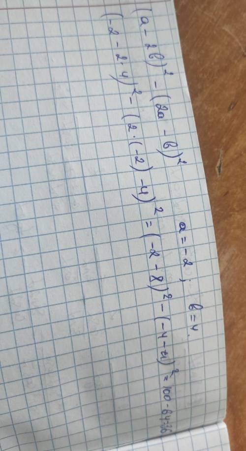 (a-2b)^2-(2a-b)^2eсли а= -2 b=4