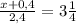 \frac{x+0,4}{2,4} = 3\frac{1}{4}