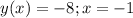 y(x) = -8; x = -1