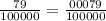 \frac{79}{100000} = \frac{00079}{100000}