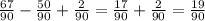 \frac{67}{90}-\frac{50}{90} +\frac{2}{90}=\frac{17}{90}+ \frac{2}{90}=\frac{19}{90}