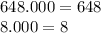 648.000 = 648 \\ 8.000 = 8