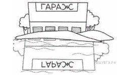 14. Задание Гараж стоит на берегу озера (см. рисунок). Нарисуй, как будет выглядеть отражение
