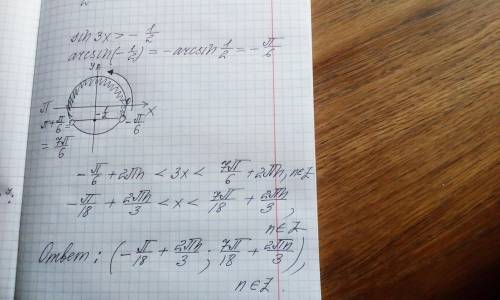 Решите неравенство 1) sin 3x<1/2​