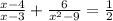 \frac{x - 4}{x - 3} + \frac{6}{x {}^{2} - 9 } = \frac{1}{2}