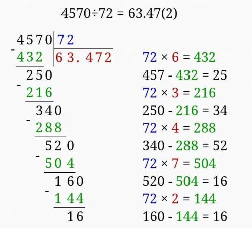 Деление с остатком Решите столбиком . 4570:72