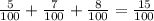 \frac{5}{100} + \frac{7}{100} + \frac{8}{100} = \frac{15}{100}